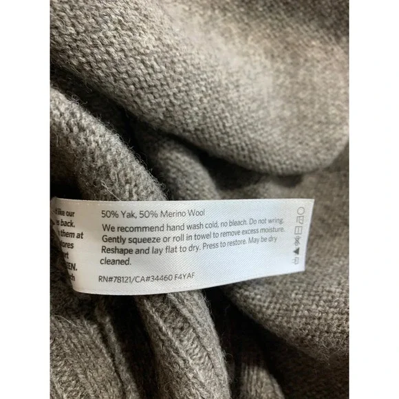 Eileen Fisher Yak Merino Wool Cowl Neck Asymmetrical Sweater Grey Black Large - Picture 6 of 6